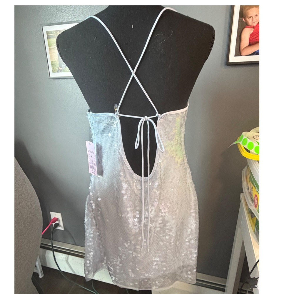 Wild Fable Blue Sequin Mini Dress Womens Medium NWT Open Back Party Festival